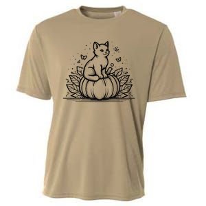 Cute Halloween Cat Setting On A Pumpkin For Cute Cat Lover Cooling Performance Crew T-Shirt