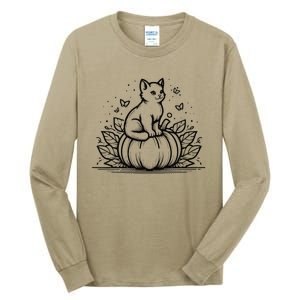 Cute Halloween Cat Setting On A Pumpkin For Cute Cat Lover Tall Long Sleeve T-Shirt