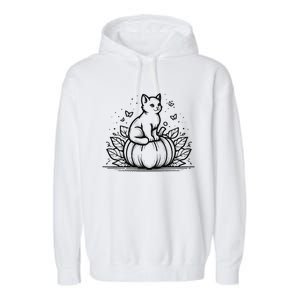 Cute Halloween Cat Setting On A Pumpkin For Cute Cat Lover Garment-Dyed Fleece Hoodie