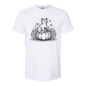 Cute Halloween Cat Setting On A Pumpkin For Cute Cat Lover Softstyle CVC T-Shirt