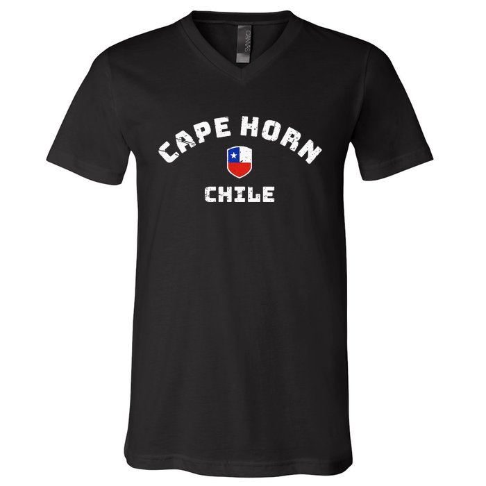 Cape Horn Chile Chilean Flag V-Neck T-Shirt