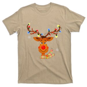 Christmas Holiday Camo Hunting Reindeer Deer Xmas Lights T-Shirt