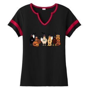 Cute Halloween Chicken Chicken Lover Halloween Gift Farmer Halloween Ladies Halftime Notch Neck Tee