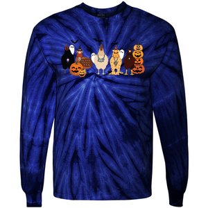 Cute Halloween Chicken Chicken Lover Halloween Gift Farmer Halloween Tie-Dye Long Sleeve Shirt