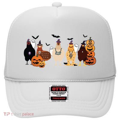 Cute Halloween Chicken Chicken Lover Halloween Gift Farmer Halloween High Crown Mesh Back Trucker Hat