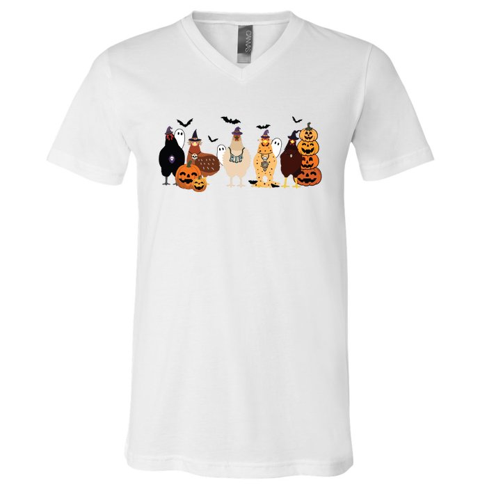 Cute Halloween Chicken Chicken Lover Halloween Gift Farmer Halloween V-Neck T-Shirt