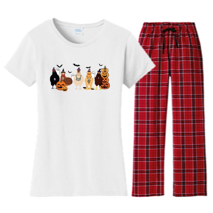 Cute Halloween Chicken Chicken Lover Halloween Gift Farmer Halloween Women's Flannel Pajama Set