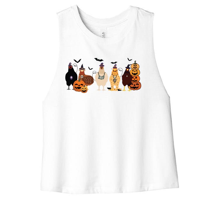 Cute Halloween Chicken Chicken Lover Halloween Gift Farmer Halloween Women's Racerback Cropped Tank