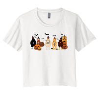 Cute Halloween Chicken Chicken Lover Halloween Gift Farmer Halloween Women's Crop Top Tee