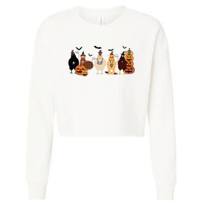 Cute Halloween Chicken Chicken Lover Halloween Gift Farmer Halloween Cropped Pullover Crew