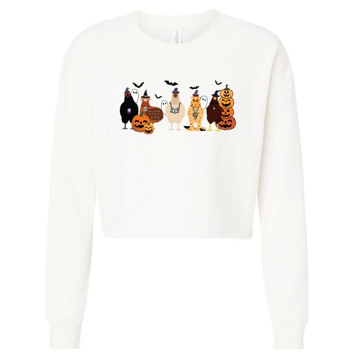 Cute Halloween Chicken Chicken Lover Halloween Gift Farmer Halloween Cropped Pullover Crew