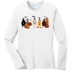 Cute Halloween Chicken Chicken Lover Halloween Gift Farmer Halloween Ladies Long Sleeve Shirt