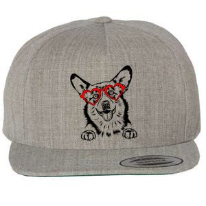 Corgi Heart Cute Valentines Day Dog Lover Great Gift Wool Snapback Cap