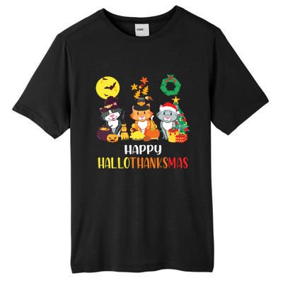 Cat Halloween Christmas Happy Hallothanksmas Thanksgiving Tall Fusion ChromaSoft Performance T-Shirt