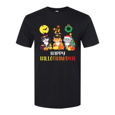 Cat Halloween Christmas Happy Hallothanksmas Thanksgiving Softstyle CVC T-Shirt