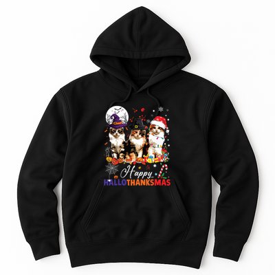 Cat Halloween Christmas Happy Hallothanksmas Thanksgiving Hoodie