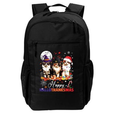 Cat Halloween Christmas Happy Hallothanksmas Thanksgiving Backpack