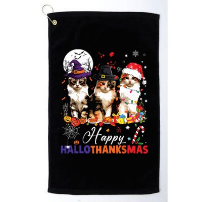 Cat Halloween Christmas Happy Hallothanksmas Thanksgiving Platinum Collection Golf Towel