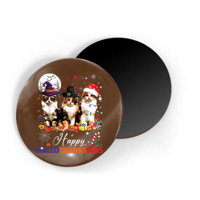 Cat Halloween Christmas Happy Hallothanksmas Thanksgiving Magnet