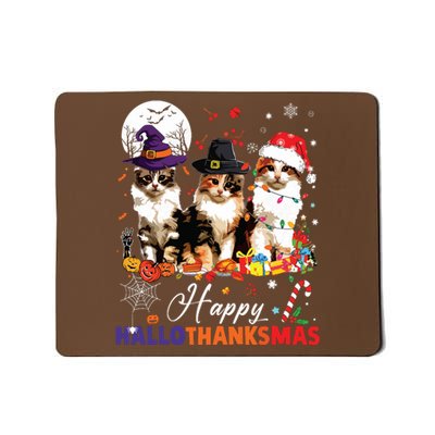 Cat Halloween Christmas Happy Hallothanksmas Thanksgiving Mousepad