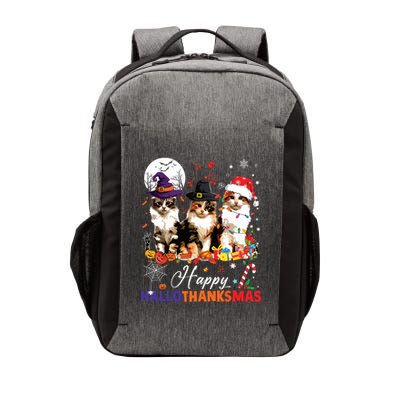 Cat Halloween Christmas Happy Hallothanksmas Thanksgiving Vector Backpack
