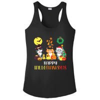 Cat Halloween Christmas Happy Hallothanksmas Thanksgiving Ladies PosiCharge Competitor Racerback Tank