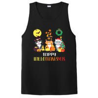 Cat Halloween Christmas Happy Hallothanksmas Thanksgiving PosiCharge Competitor Tank