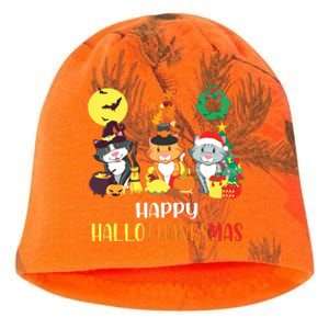 Cat Halloween Christmas Happy Hallothanksmas Thanksgiving Kati - Camo Knit Beanie