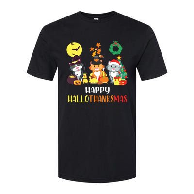 Cat Halloween Christmas Happy Hallothanksmas Thanksgiving Softstyle CVC T-Shirt