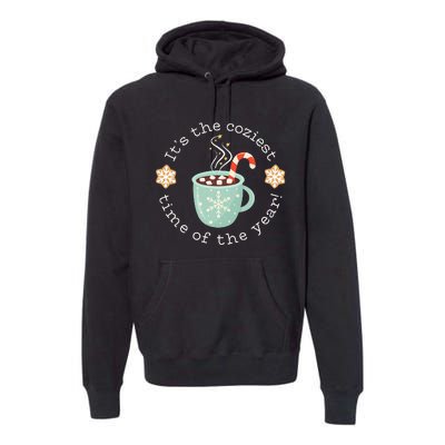 Christmas Hot Cocoa Snowflake Mug Coziest Time of the Year Premium Hoodie