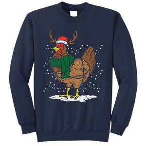 Christmas Hen Chicken Santa Hat Farmer Xmas Farm Funny Funny Sweatshirt