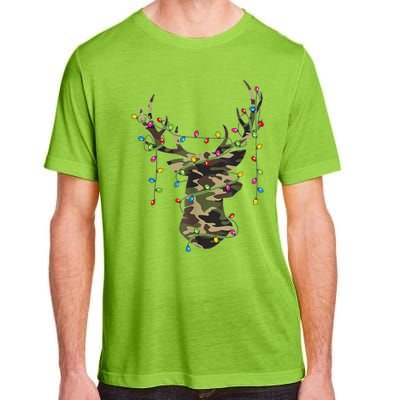 Christmas Holiday Camo Hunting Reindeer Deer Xmas Lights Adult ChromaSoft Performance T-Shirt