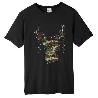 Christmas Holiday Camo Hunting Reindeer Deer Xmas Lights Tall Fusion ChromaSoft Performance T-Shirt