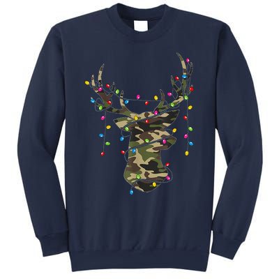 Christmas Holiday Camo Hunting Reindeer Deer Xmas Lights Sweatshirt