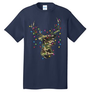 Christmas Holiday Camo Hunting Reindeer Deer Xmas Lights Tall T-Shirt