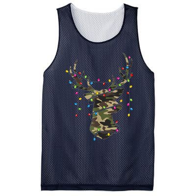 Christmas Holiday Camo Hunting Reindeer Deer Xmas Lights Mesh Reversible Basketball Jersey Tank