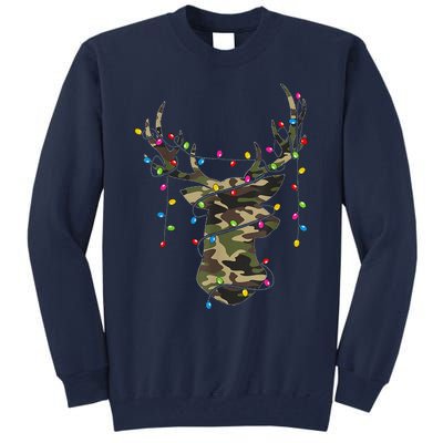 Christmas Holiday Camo Hunting Reindeer Deer Xmas Lights Tall Sweatshirt