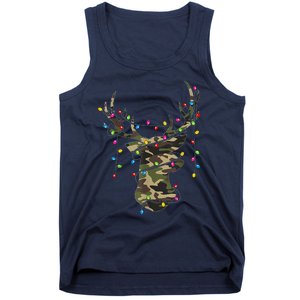 Christmas Holiday Camo Hunting Reindeer Deer Xmas Lights Tank Top