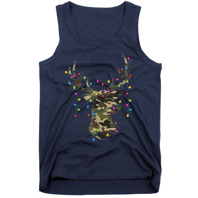 Christmas Holiday Camo Hunting Reindeer Deer Xmas Lights Tank Top