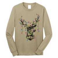 Christmas Holiday Camo Hunting Reindeer Deer Xmas Lights Long Sleeve Shirt