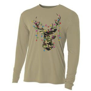 Christmas Holiday Camo Hunting Reindeer Deer Xmas Lights Cooling Performance Long Sleeve Crew