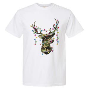 Christmas Holiday Camo Hunting Reindeer Deer Xmas Lights Garment-Dyed Heavyweight T-Shirt