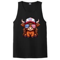 Cute Highland Cow Glasses God Bless America 4th Of July Christian Gift PosiCharge Competitor Tank