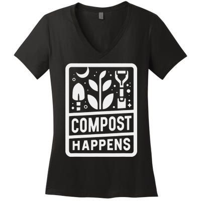 Compost Happens Women's V-Neck T-Shirt