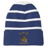 Catfish Hunter Catfish For Catfish Fisherman Striped Beanie with Solid Band