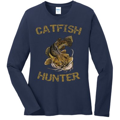 Catfish Hunter Catfish For Catfish Fisherman Ladies Long Sleeve Shirt