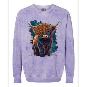 Cute Highland Cattle Cow Funny Highland Cow Colorblast Crewneck Sweatshirt