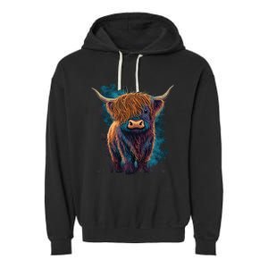 Cute Highland Cattle Cow Funny Highland Cow Garment-Dyed Fleece Hoodie