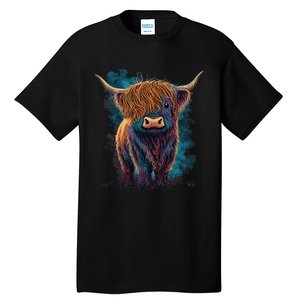 Cute Highland Cattle Cow Funny Highland Cow Tall T-Shirt