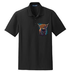 Cute Highland Cattle Cow Funny Highland Cow Dry Zone Grid Polo